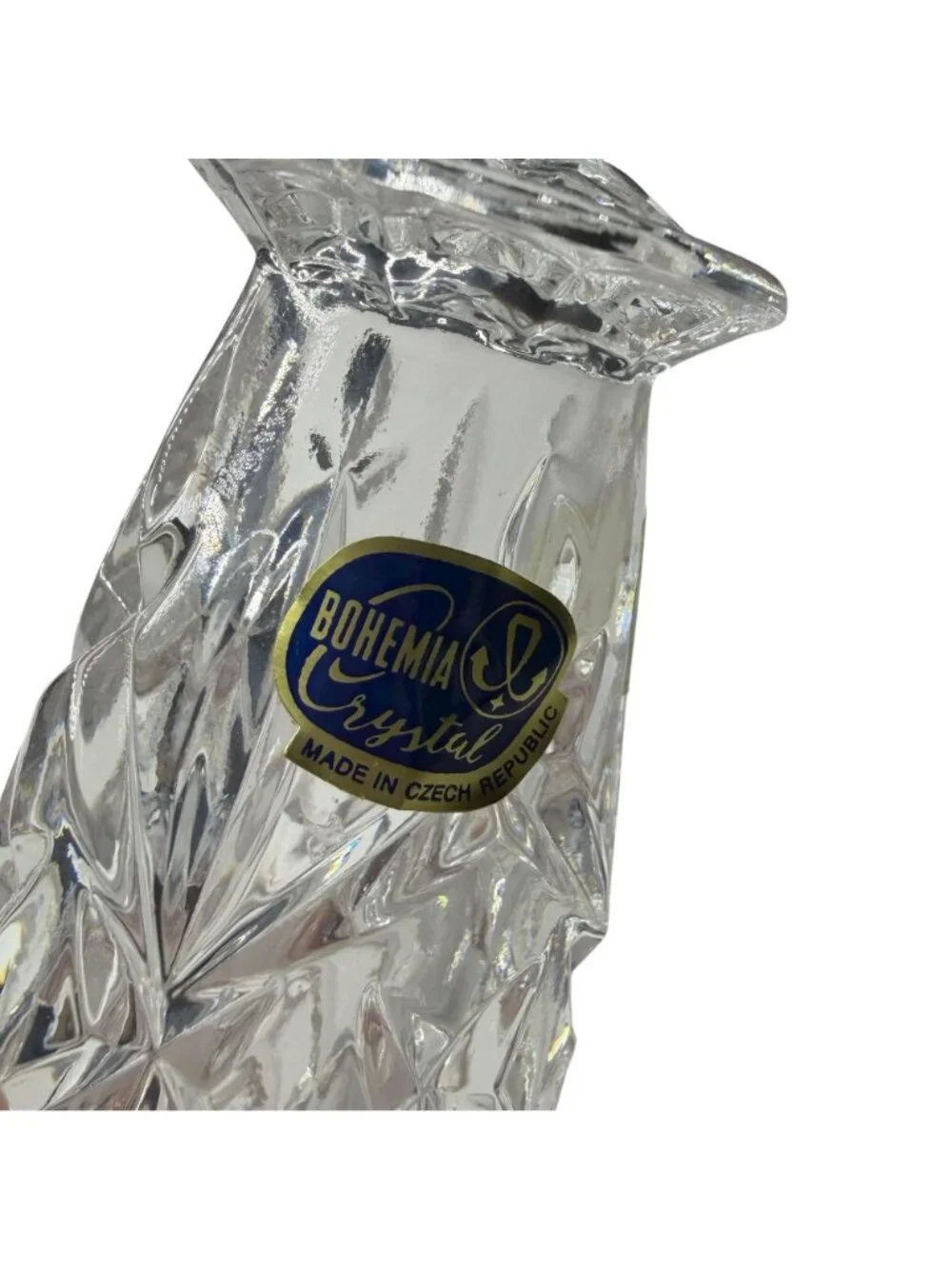 Bohemia Crystal Salt and Pepper Shakers Set Clear Lead Cut Glass Czech Republic
